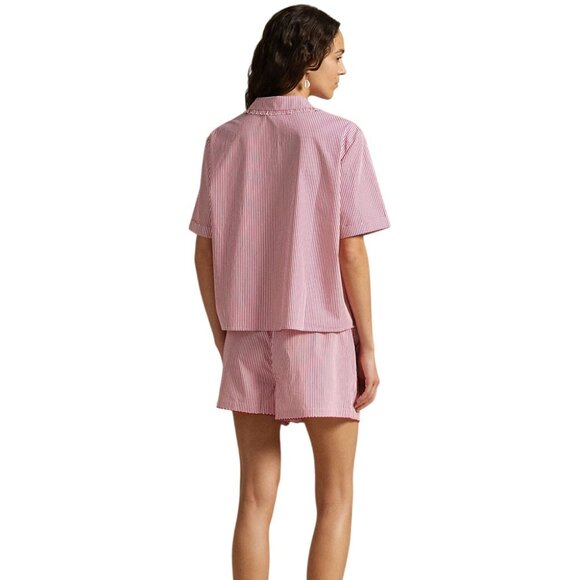 Polo Ralph Lauren Striped Cotton Shirt & Short Pajama Set College Pink - 4P0556 - Picture 2 of 3